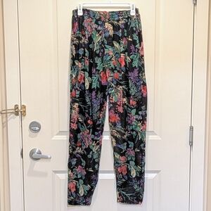 NWOT Beckwoman S Sheer Black Rayon Floral Beach Pants